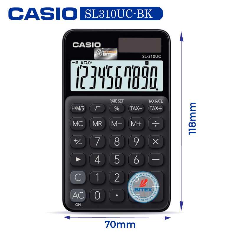 Máy tính Casio SL-310UC, Bảo hành 7 năm - Giao màu ngẫu nhiên - Hàng chính hãng Bitex