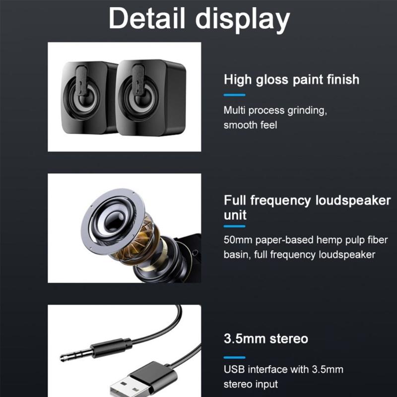 Âm Thanh Stereo Loa Vòm Có Đèn RGB Cho Máy Tính Để Bàn Laptop PC Loa Máy Tính USB 3.5Mm Loa Siêu Trầm