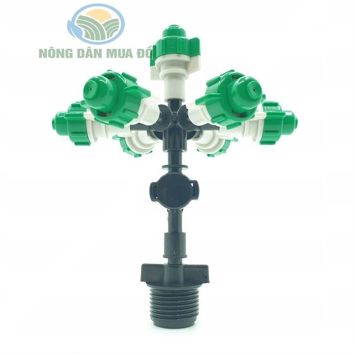 Bộ 5 Béc phun sương 7 hướng cao cấp loại 1 có logo gắn kèm van chồng rò rỉ chân ren 21