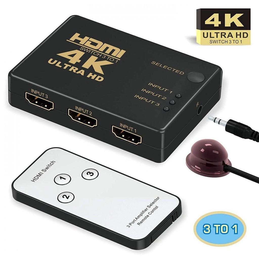 Bộ Chuyển Đổi Hdmi Kèm Điều Khiển Từ Xa 4k 2k 1080p Fhd 3 Đầu Vào 1 Ra 3 Sang 1