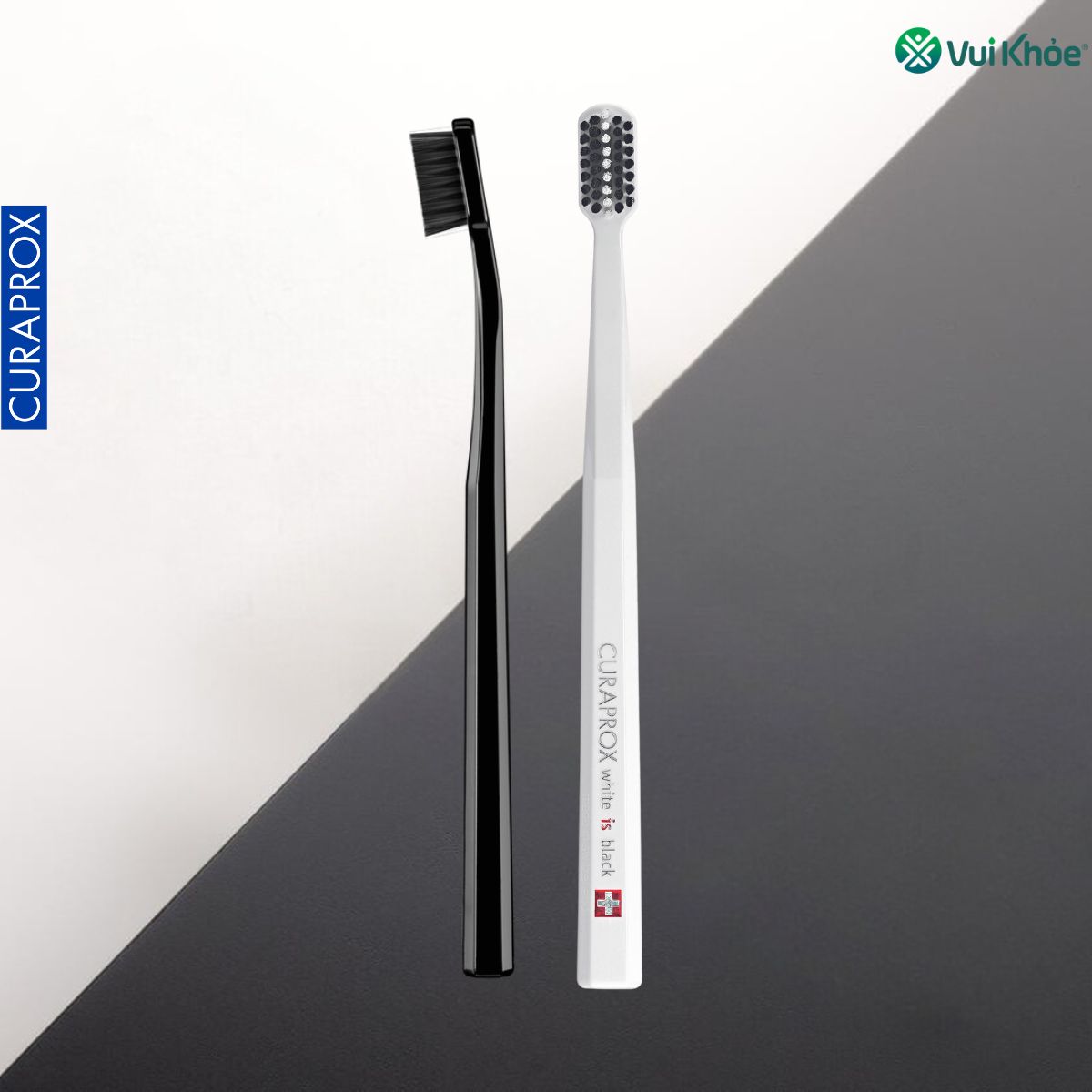 CURAPROX Black is White - Bộ 2 Cây Bàn Chải Trắng Răng | Hộp 2 cây | Mã SP 73327508