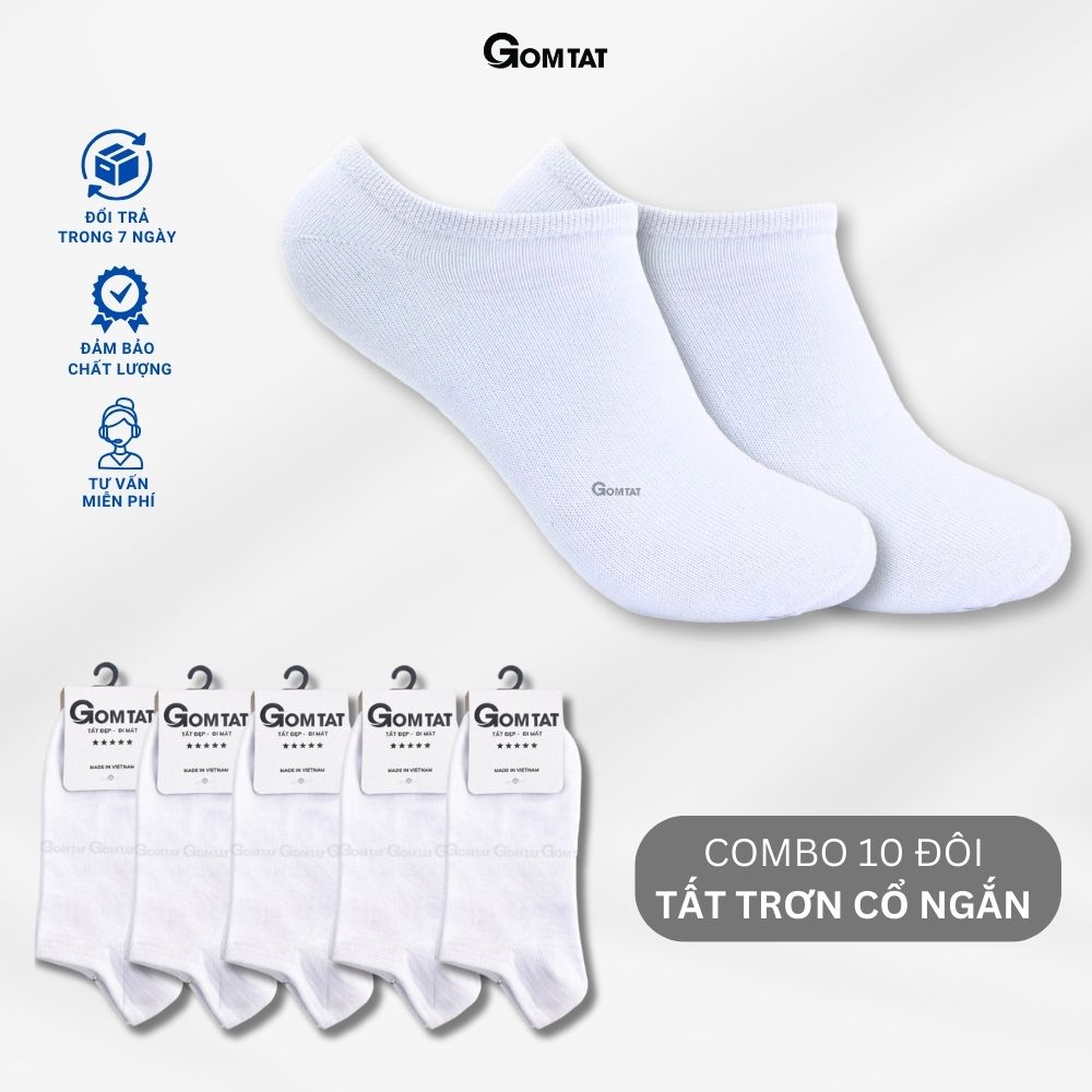 Combo 10 Đôi Tất Trơn Cổ Ngắn Nam Nữ VNXK Chuẩn Xuất Nhật , Vớ Cổ Ngắn Chất Liệu Cotton Thoáng Mát Khử Mùi - VOTRON-VNXK