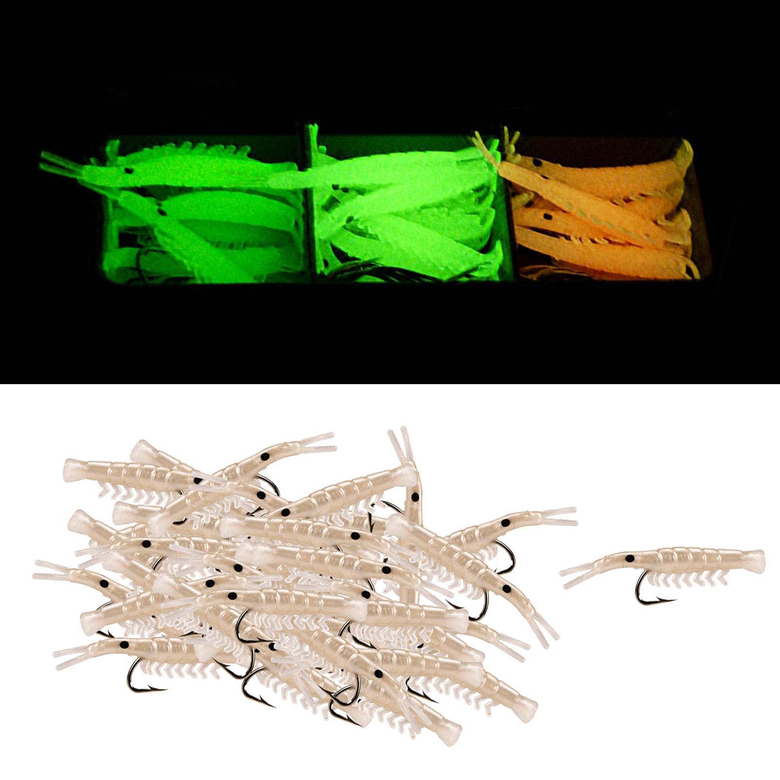 50 Pcs Fishing Silicone Shrimp Lures Hooks Tackle Bait Lures