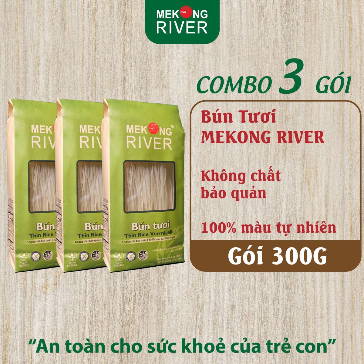 Combo 3 túi Bún Tươi MeKong River 300g