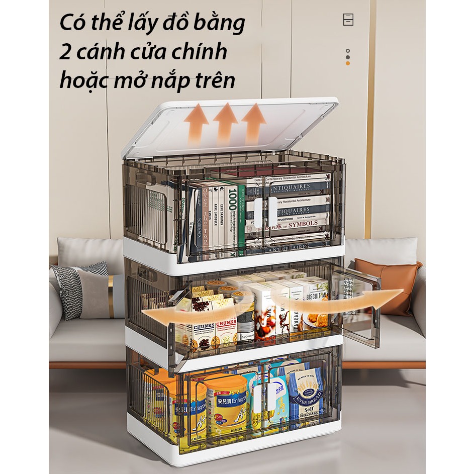 Tủ Đựng Đồ Gấp Gọn  Đa Năng Nubie Ngang 48cm, Tủ Nhựa Lắp Ghép, Kèm Bánh Xe, Dễ Tháo Lắp, Nhựa PP