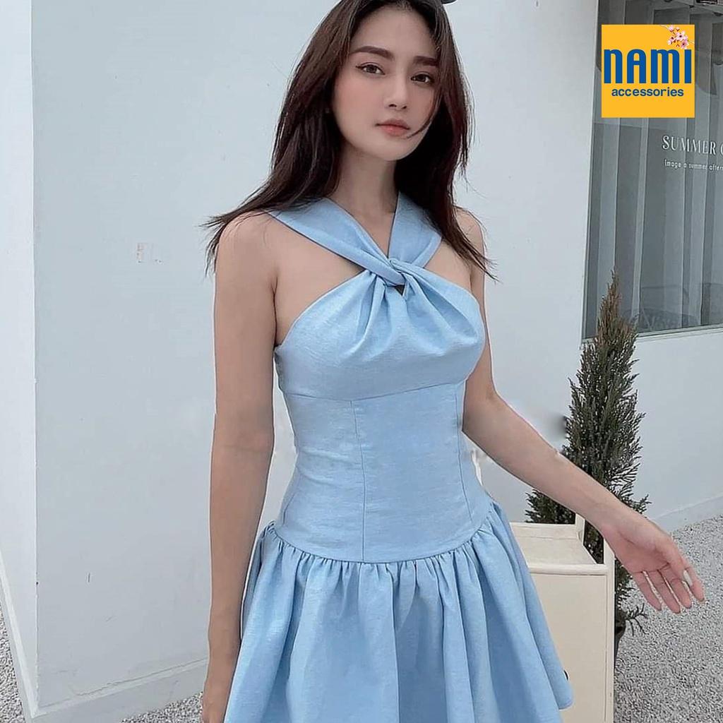 Đầm Xoè Cổ Yếm Xoắn Ngực Cách Điệu Đuôi Cá Xinh Xắn Dễ Thương Đáng Yêu - ATNU024