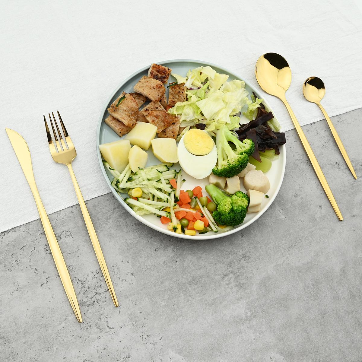 24 Cái/bộ Thép Không Gỉ Vàng Ăn Tối Bạc Hà Vàng Ăn Tối Dao Dĩa Thìa Cà Phê Bộ Dao Kéo Nhà Bếp Bộ Đồ Ăn Kiềng Bạc Bộ