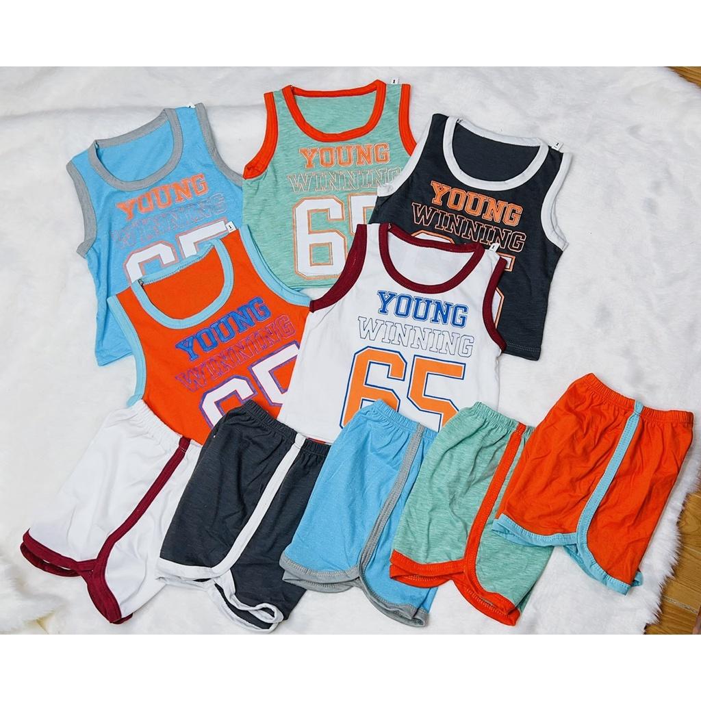 Bộ cotton bé trai bóng rổ quần áo 3 lỗ trẻ em fom rộng từ 1 - 5 tuổi 8 đến 18kg