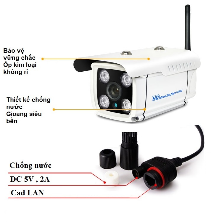 Camera Ngoài Trời 960 Chất Lượng 1080 Cao Cấp 4 mắt hồng ngoại siêu nét