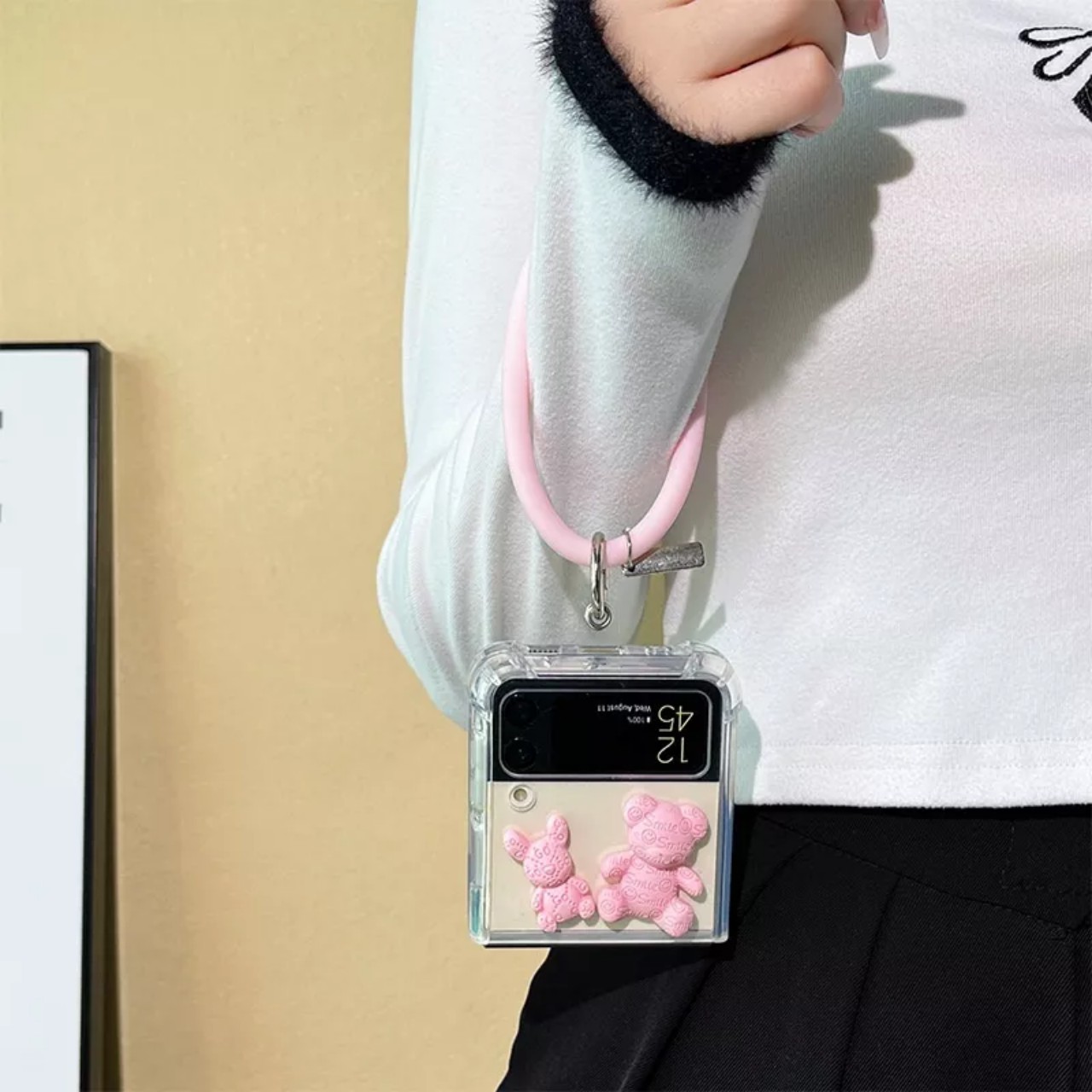 Ốp lưng cho samsung Zflip3 - Zflip4 - Z flip 3 - Z flip 4 - Z flip3 - Z flip4 trong suốt đính charm siêu dễ thương