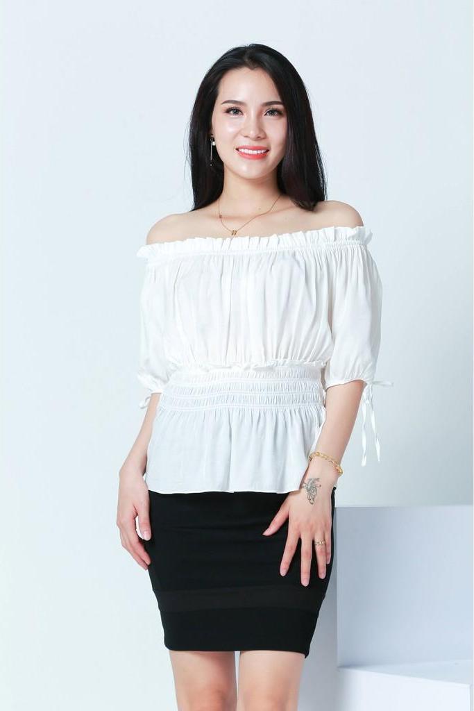 Áo nữ trễ vai chun eo nữ tính
