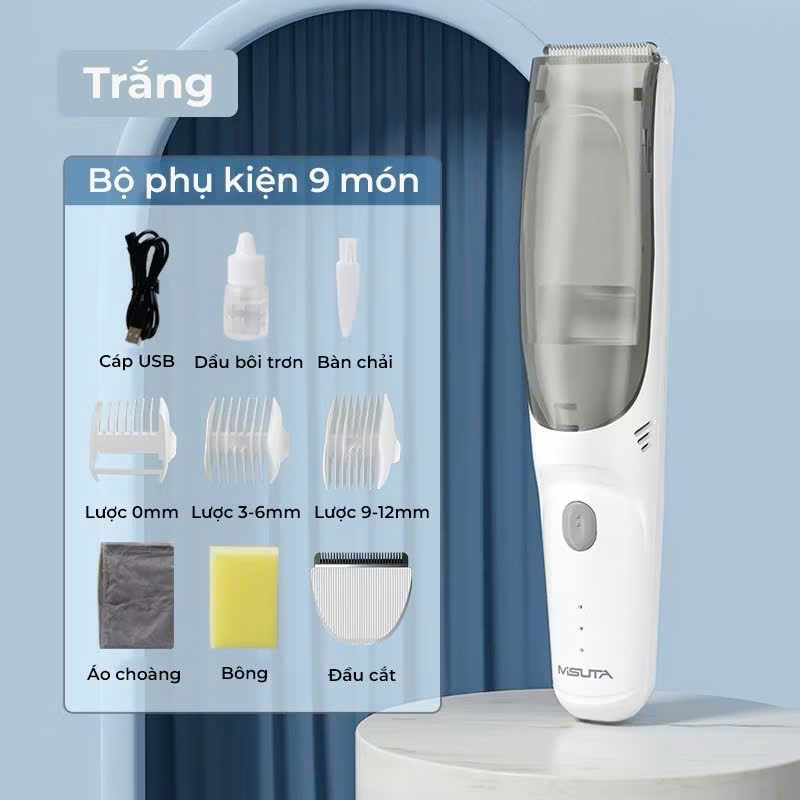 Tông đơ cắt tóc cho bé sạc pin có dây rời, tăng đơ cắt tóc cho trẻ em không ồn, tặng bộ 6 phụ kiện và áo choàng cắt tóc
