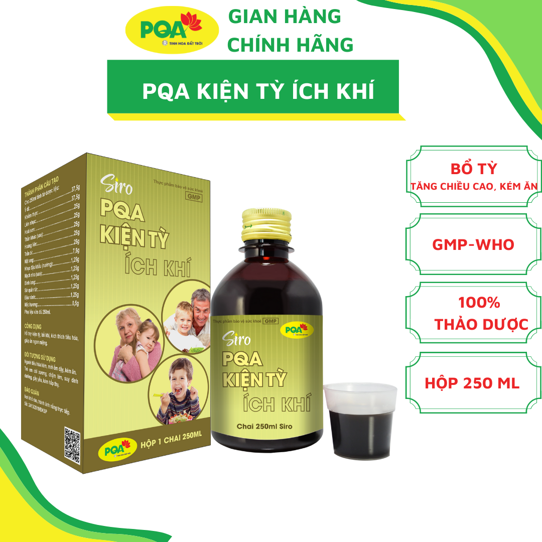 Kiện Tỳ Ích Khí PQA Hỗ Trợ Kiện Tỳ, Bổ Khí, Kích Thích Tiêu Hóa, Giúp Ăn Ngon Miệng Chai 250ml