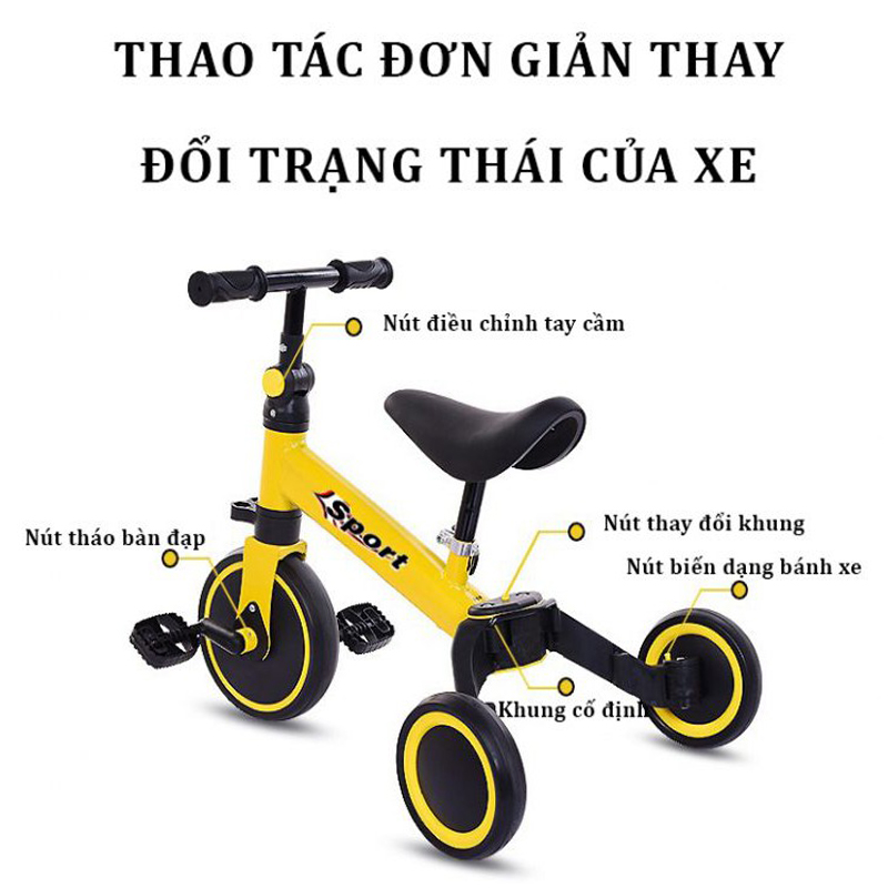 Xe thăng bằng - xe đạp 3 bánh đa năng cho bé. Xe thăng bằng có bàn đạp kết hợp xe chòi chân Sport cho bé - TẶNG KÈM ĐÀN XYLOPHONE 8 THANH CHO BÉ