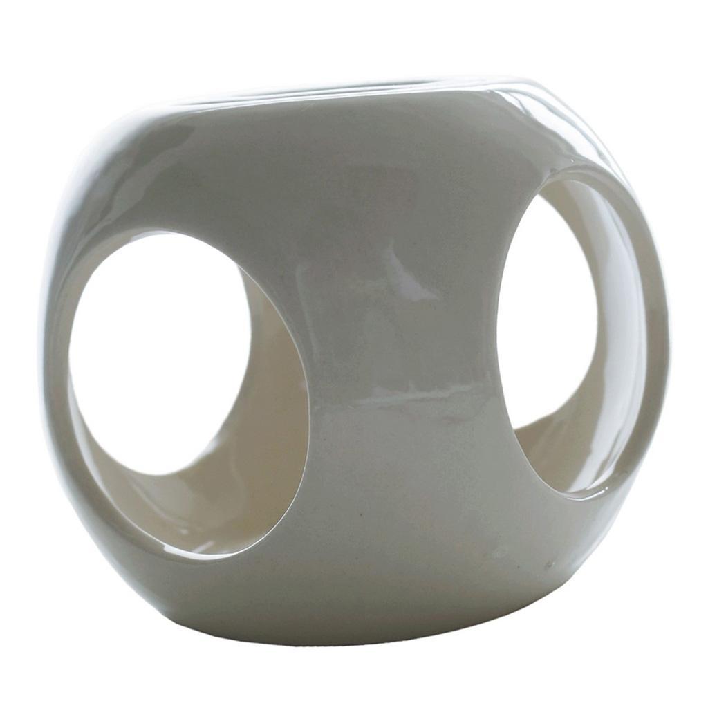 Round Base Ceramic Candle Holder Hollow Design Incense Burner Holder 9.5cm