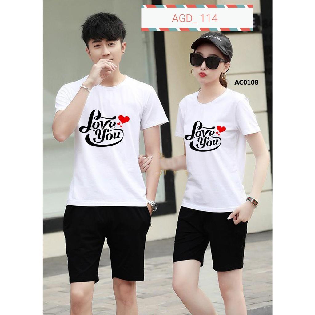 Áo thun phối chữ LOVE YOU - MÃ AGD 114