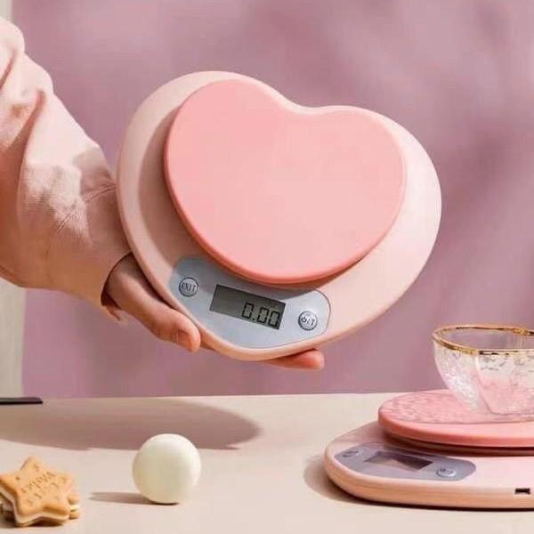 Cân tiểu ly điện tử cân chia thực phẩm hình trái tim mini 5kg màu hồng siêu xinh #cân làm bánh cao cấp#