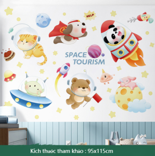 Decal trang trí tường - Khám phá vũ trụ cùng những người bạn