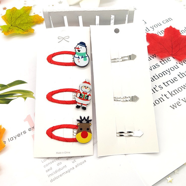 Set 3 Kẹp Tóc Mái Bọc Vải Giáng Sinh Kute Dễ Thương