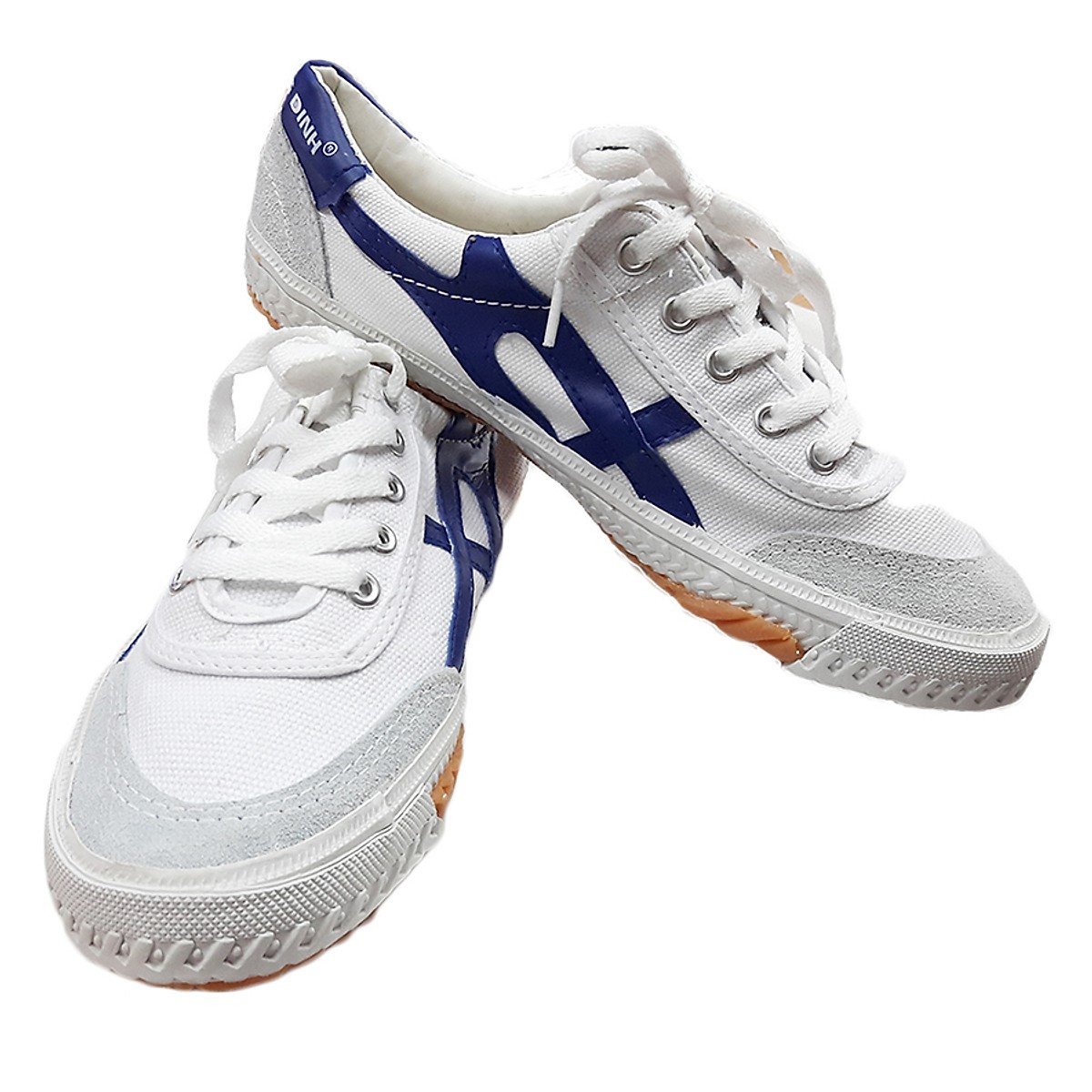 Giày Bata Thượng Đình Trắng Sọc Xanh Tặng Kèm Tất Đá Bóng - Màu Trắngxanh - Size 41