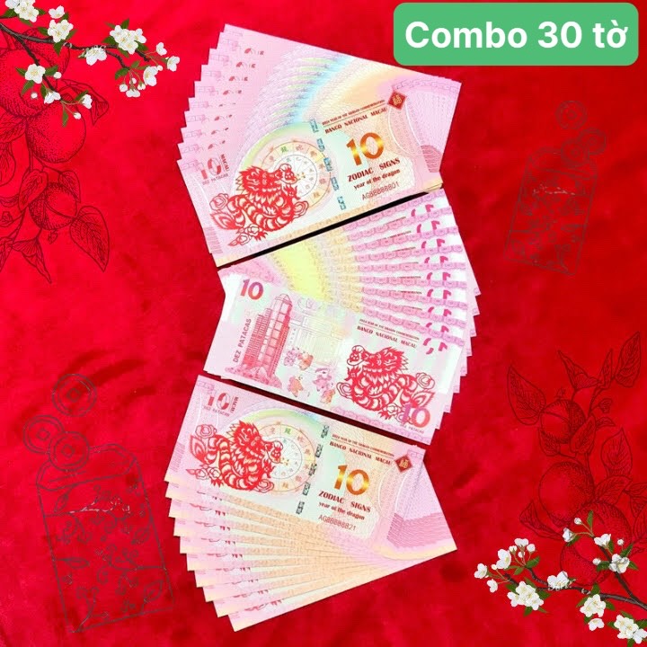 Combo 30 Tờ Lì Xì 10 Đô Macao Hình Con Rồng 2024 - SP005949