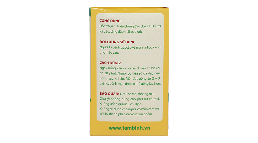 Viên Gout Tâm Bình hỗ trợ giảm triệu chứng đau do gout Chai 60 viên - Nhà thuốc tây Dr Tâm