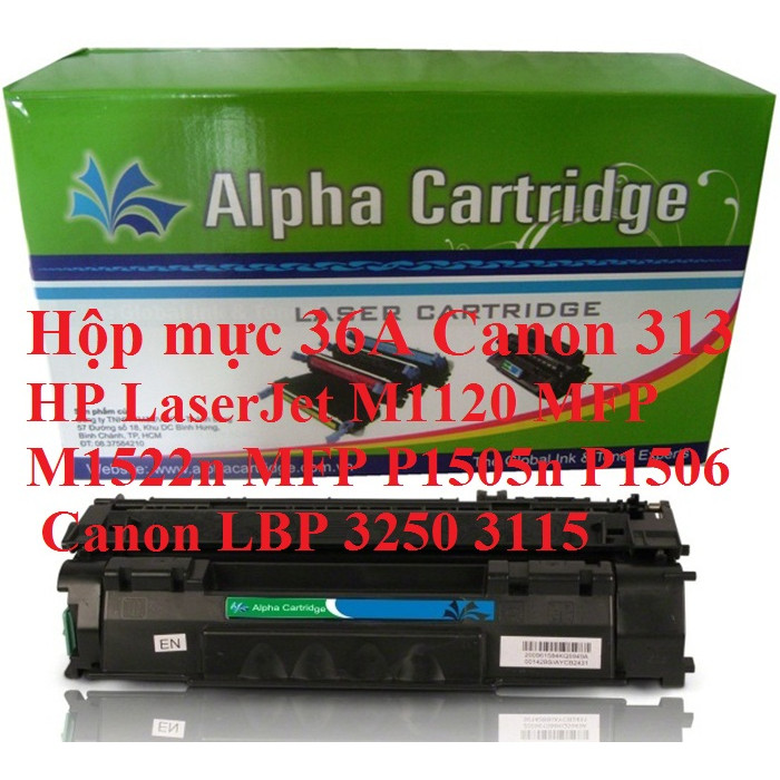 Hộp mực 36A CRG 313 hàng chính hãng Alphacartridge dành cho máy in HP LaserJet M1120 MFP M1522n MFP P1505n P1506 Canon LBP 3250 3115