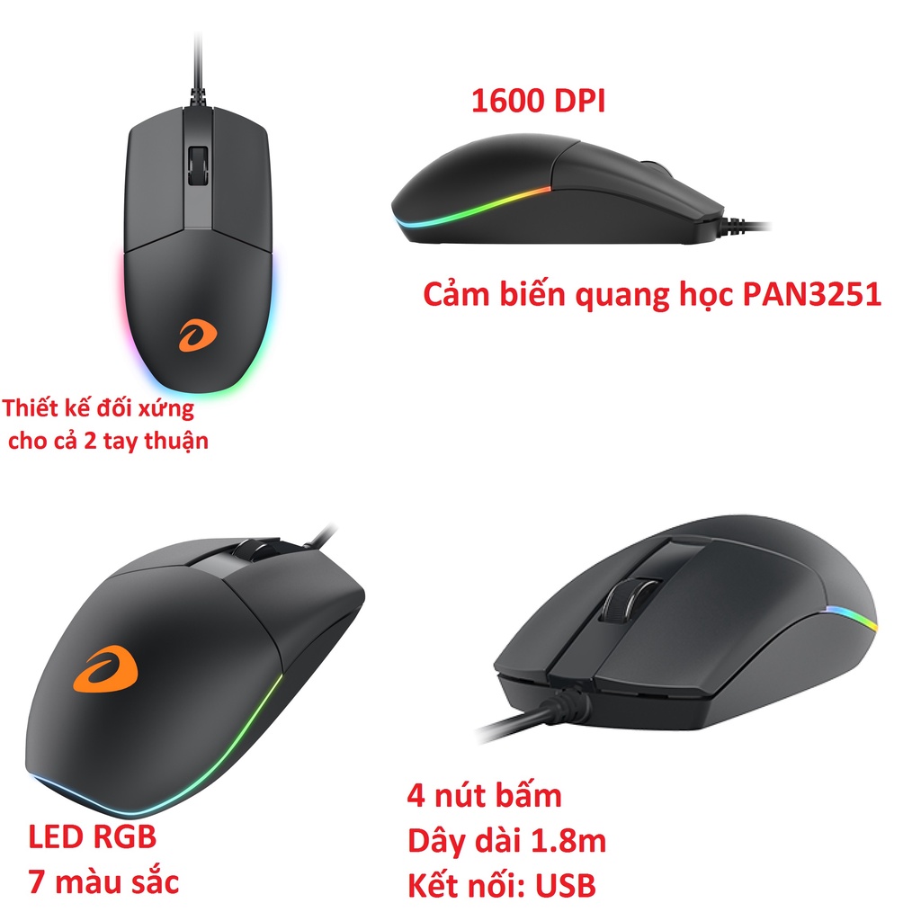 Chuột gaming có dây DareU Vigor LM130S - Hàng chính hãng