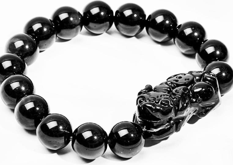 Gembank Lắc Tỳ Hưu Opal Đen Tự Nhiên 10MM