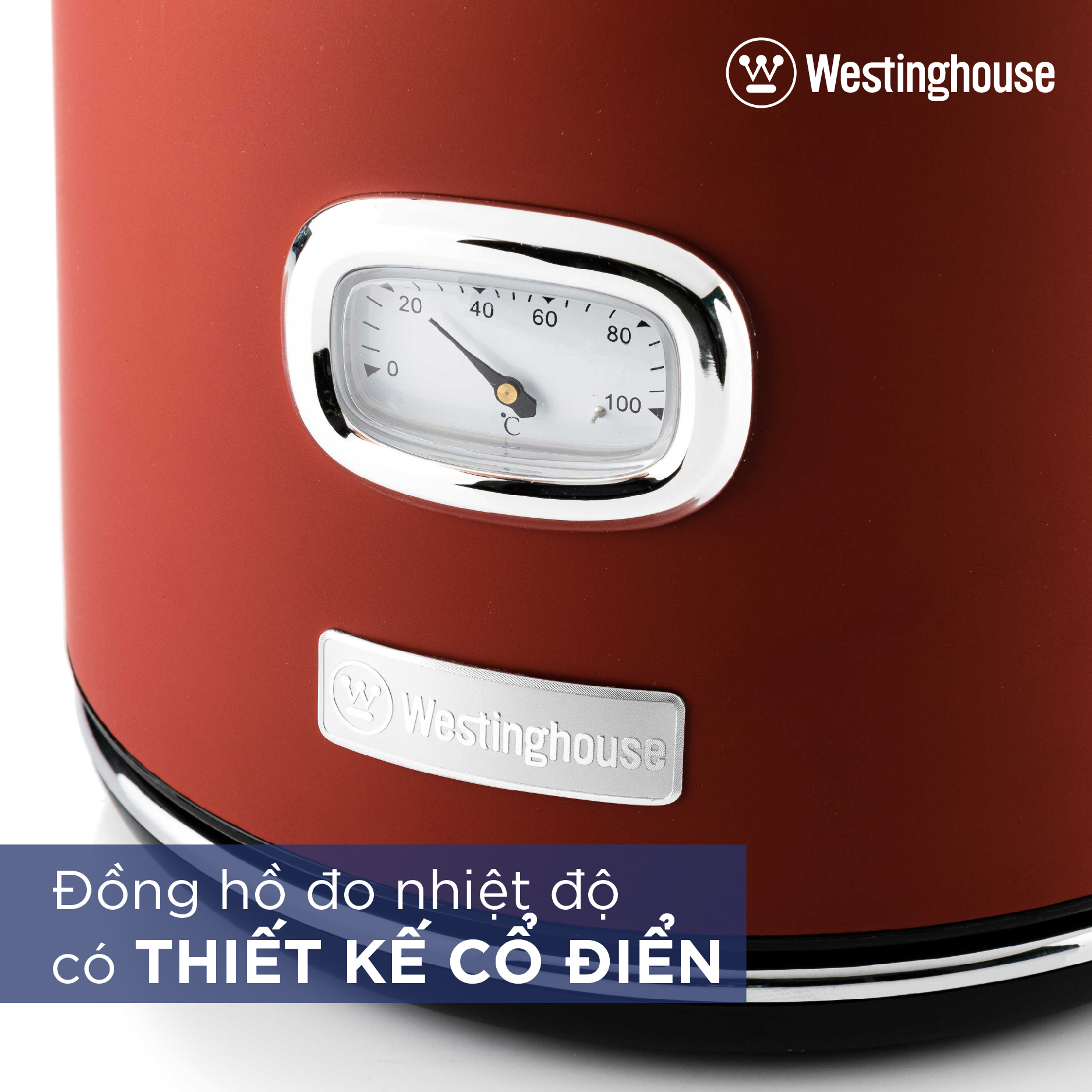 Ấm bình đun siêu tốc WestingHouse WKWKH148 Phong cách cổ điển Mỹ - Dung tích 1.7L Công suất 2200W - Hàng chính hãng Mỹ