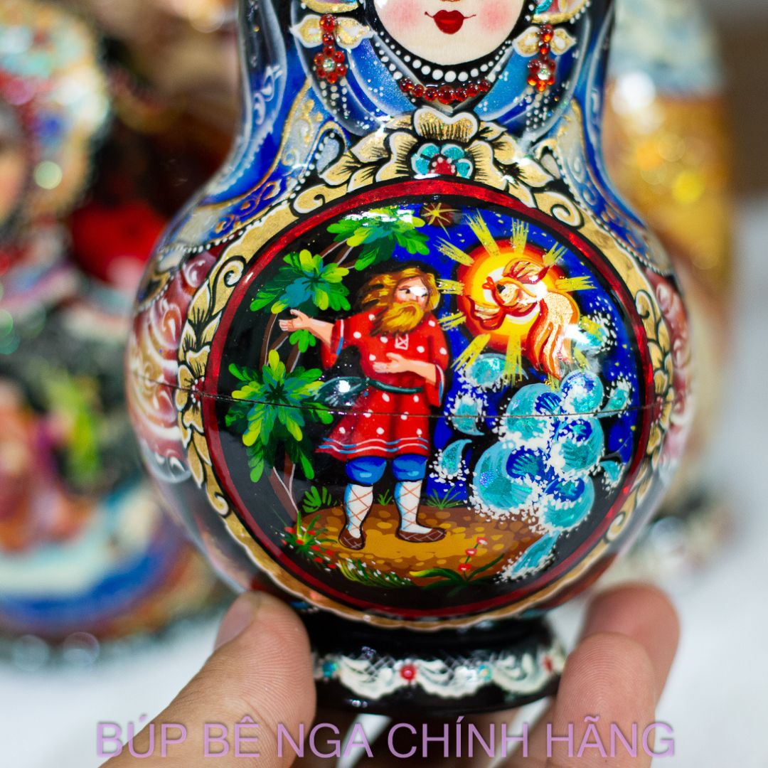 BỘ BÚP BÊ NGA MATRYOSHKA CAO CẤP 5 LỚP 15CM "CỔ TÍCH ÔNG LÃO ĐÁNH CÁ VÀ CÁ VÀNG" CỰC ĐẸP VÀ SANG TRỌNG