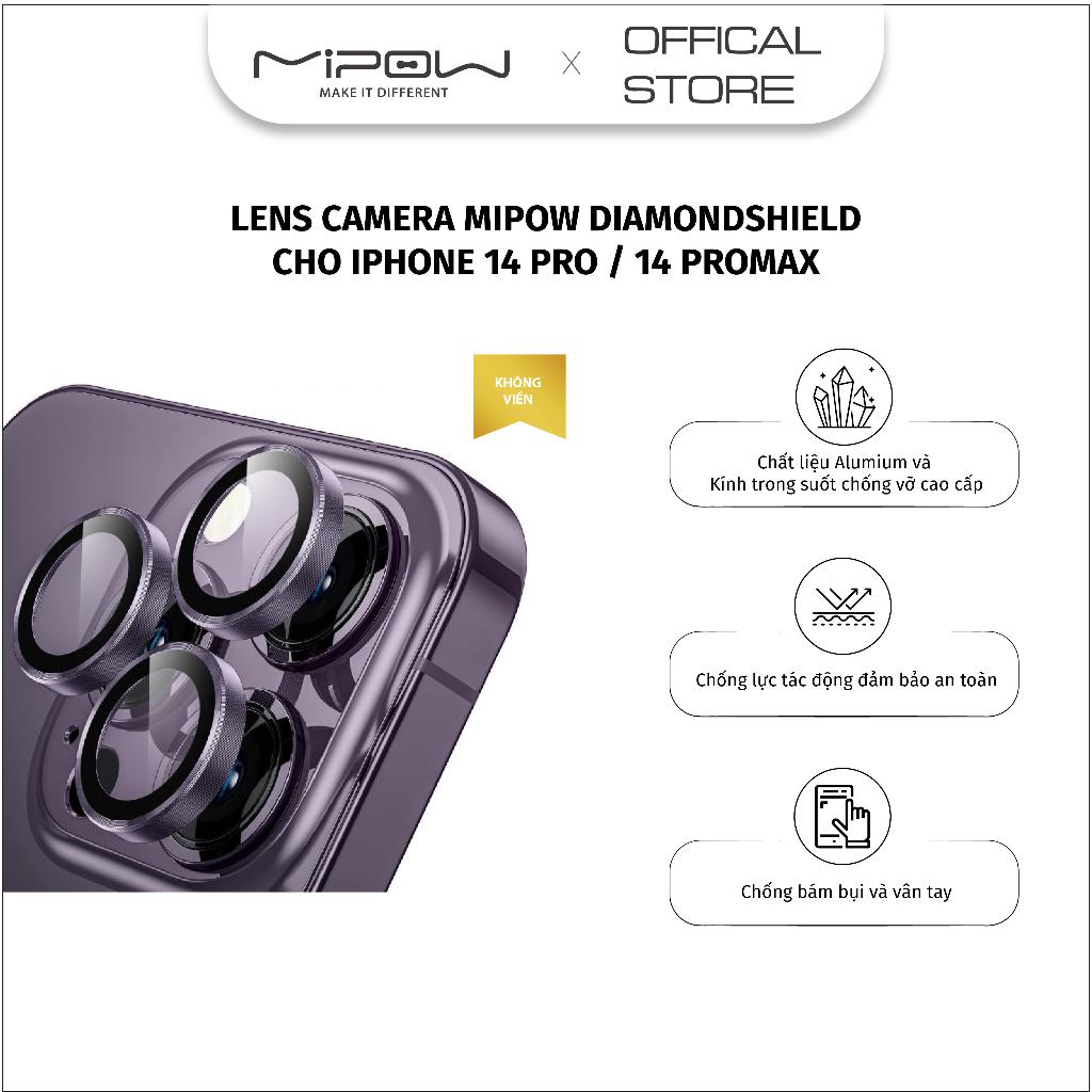 Miếng dán cường lực camera Mipow Diamondshield cho iPhone 14 Pro Max/14Pro - Hàng chính hãng