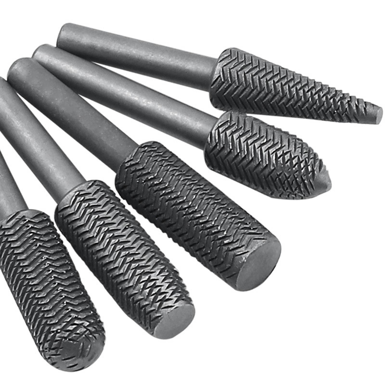 5 Pieces Double Cut Rotary Burr Set Carving Rasps for Woodworking Polishing