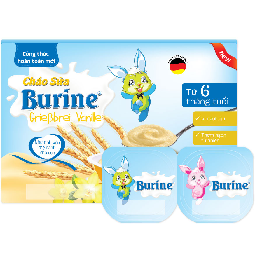 Cháo Sữa Burine Vị Vani (Vỉ 6 x 50g)