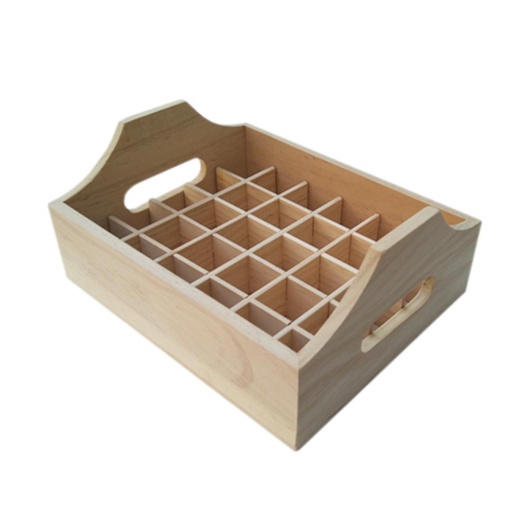 30 Slots Essential Oil Holder Display Wooden Storage Case Tray Box Organizer