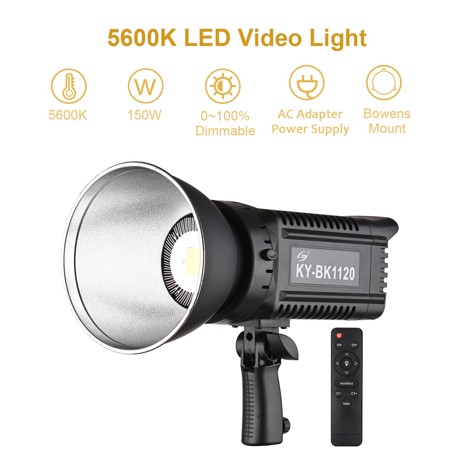 150W Studio LED Video Light 5600K Color Temperature CRI93+ TLCI95+ Bowens Mount with Protector Reflector Remote Control