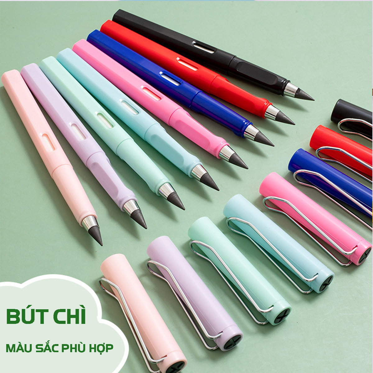 Bút Chì Vĩnh Cửu Không Cần Gọt Đầu Bút Chì HB 500.000 từ, Cây Bút Chì Nhiều Màu Sắc Thời Trang Có Tẩy Và Ngòi Thay Thế Với Thiết Kế Thông Minh