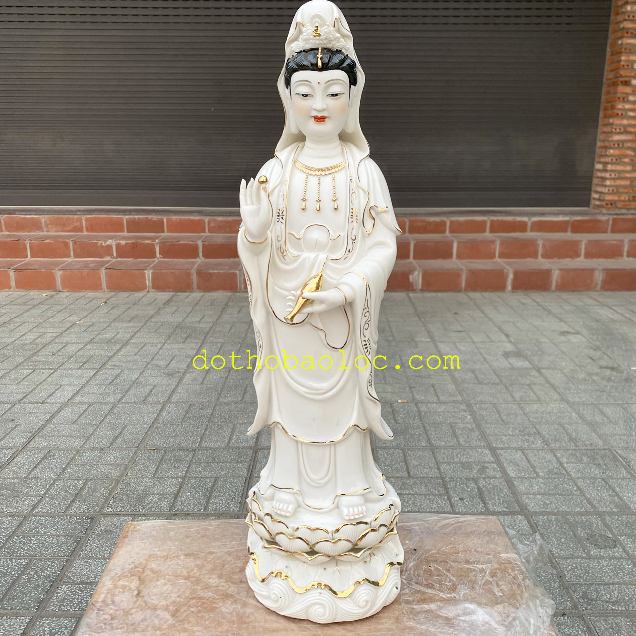 Tượng Tam Thế Phật bằng sứ trắng Đức Hóa cao 50cm