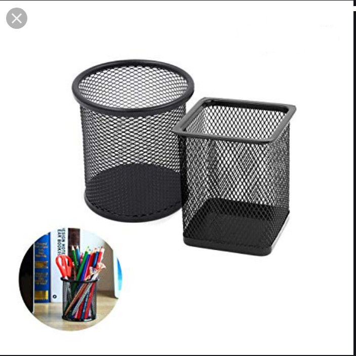 Ống đựng bút kim loại dạng đan lưới bền đẹp, gọn nhẹ, chống gỉ - dụng cụ văn phòng tiện ích