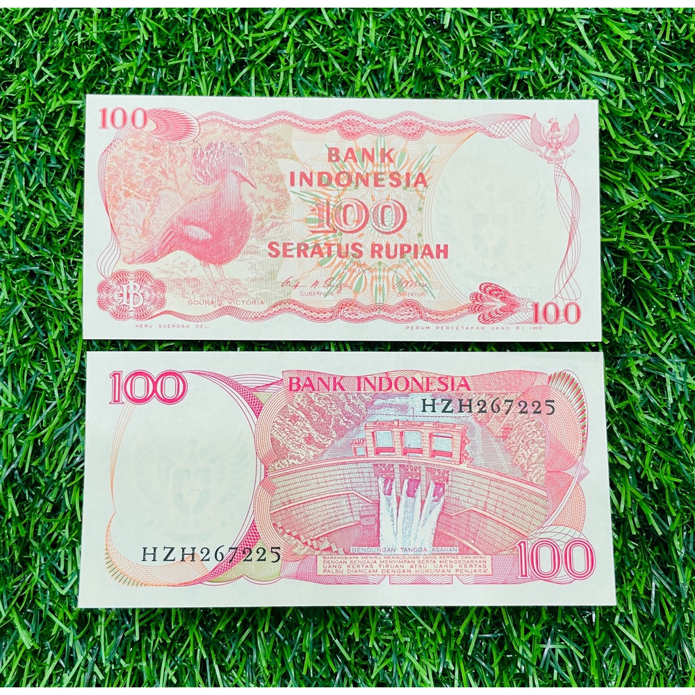 Tiền Indonesia 100 Rupiah hình chim quý hiếm phát hành 1984, mới 100% UNC, tặng túi nilon bảo quản