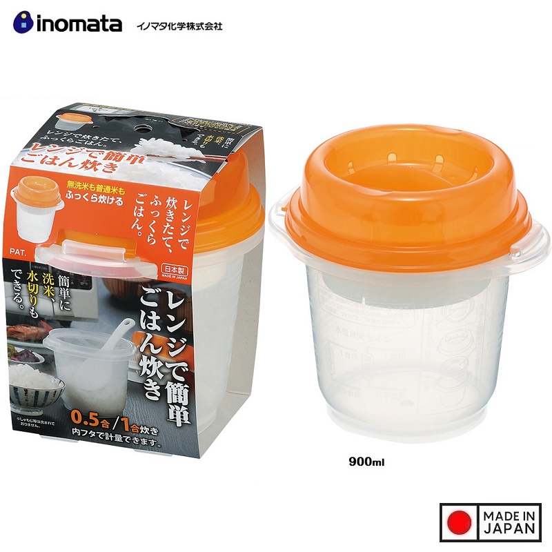 Combo 02 hộp nấu cơm trong lò vi sóng Inomata 900ml hàng nội địa Nhật Bản - Made in Japan