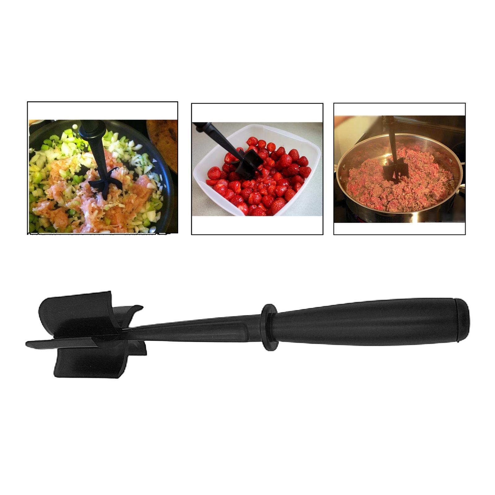 Plastic Meat/Potato Masher Safe for Non-Stick Cookware, Pack of 1, Black ,Hamburger Chopper Utensil