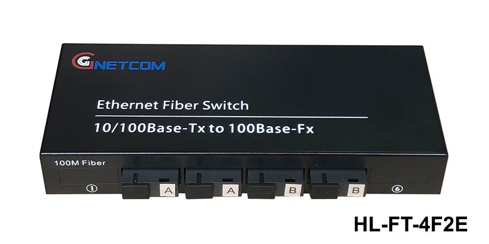 Switch quang 4 port Fiber | 2 port Lan Gnetcom HL-FT-4F2E 10/100MB - Hàng Chính Hãng