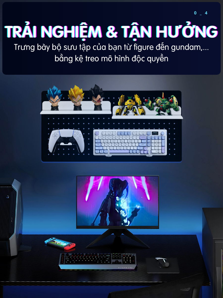 Kệ treo Dola Home để mô hình, anime, bàn phím, lọ hoa, IPAD, tay cầm game, sách vở - Phụ kiện Pegboard Dola Home