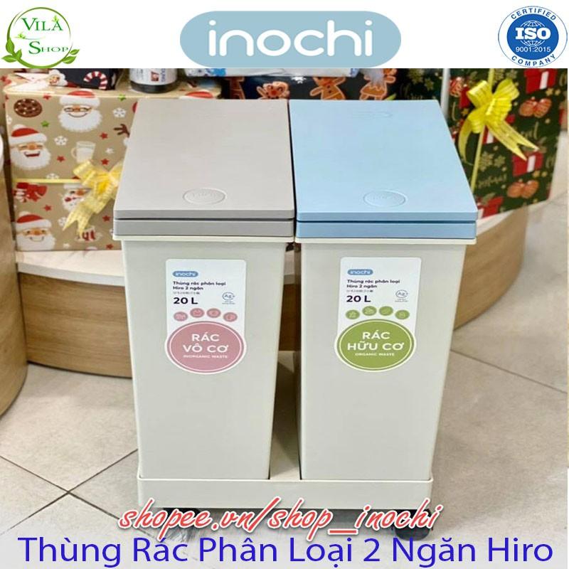 Thùng Đựng Rác, Thùng Rác Phân Loại 2 Ngăn Thông Minh INOCHI, Nhựa Cao Cấp Tiêu Chẩn Nhật Siêu Bền