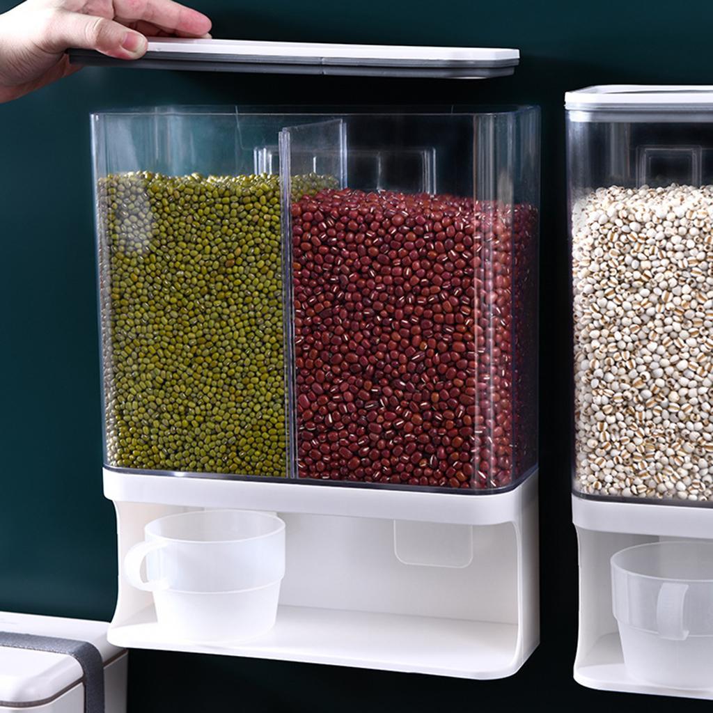 2X Countertop Rice Bucket Grain Dispenser Dry Food Storage Container 3000ML
