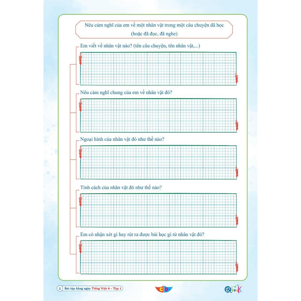 Sách Bài Tập Hằng Ngày Tiếng Việt 4 - Tập 1 - Cánh Diều (1 cuốn) - Bản Quyền