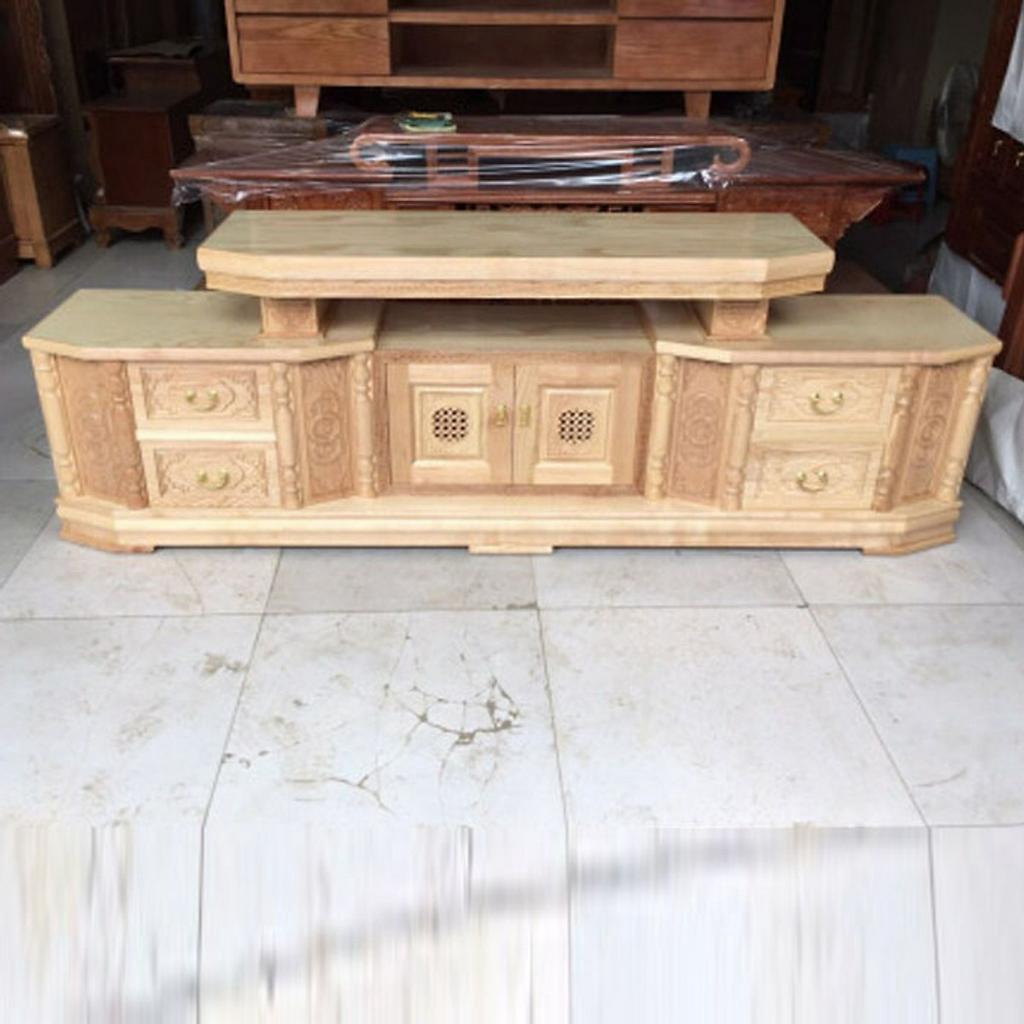 Kệ tivi tân cổ điển gỗ sồi nga hàng chuẩn cao cấp thích thợp cho mọi gia đình