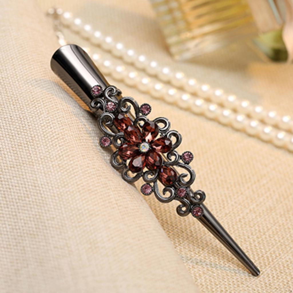 5Pack Fashion Hair Styling Tools Plated Rhinestone Hair Clip Duckbill Clips