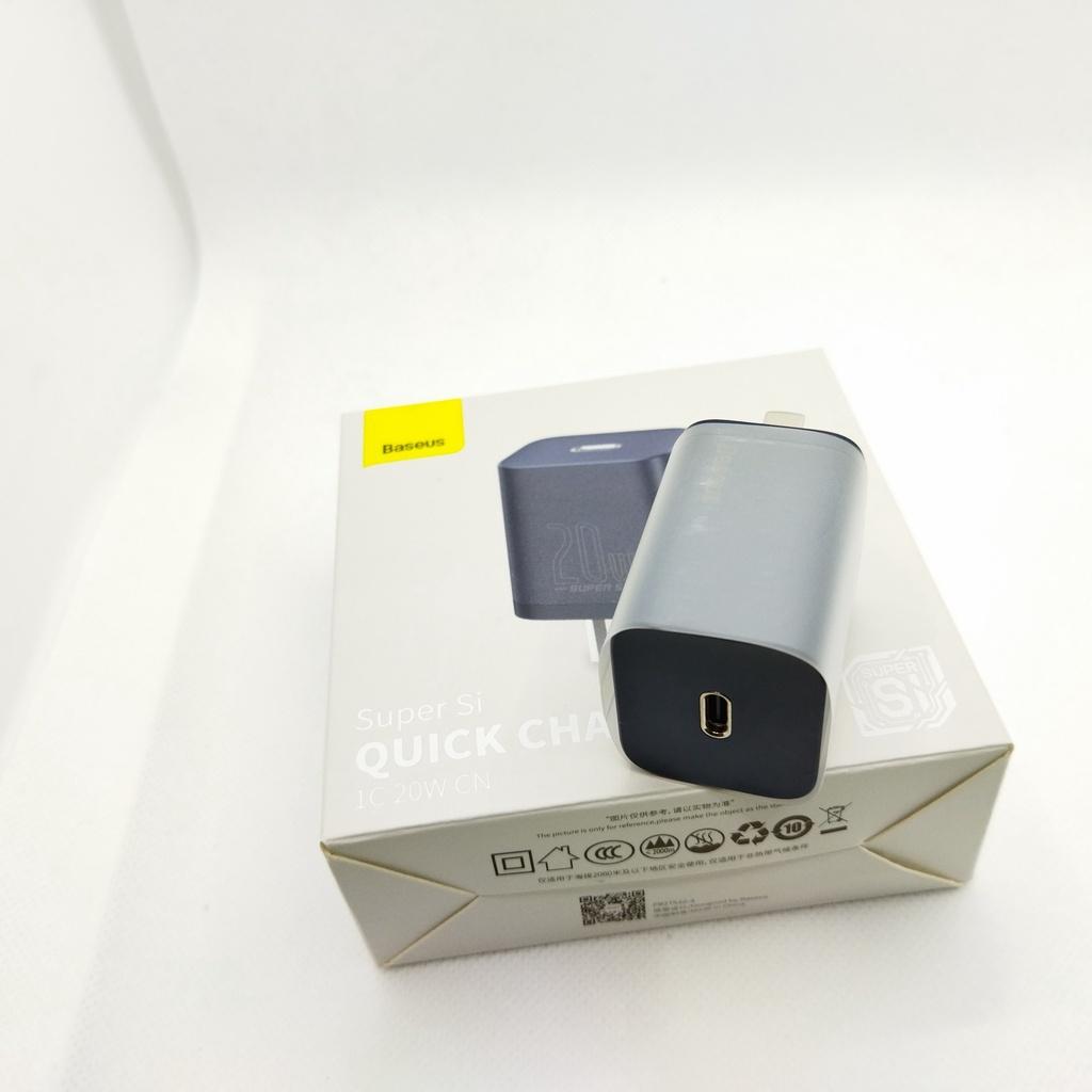 Bộ sạc nhanh 20W USB Type C Baseus Super SI Quick Charger QC3.0 cho iPhone 12 (1C, 20W, Chân dẹt) - Hàng chính hãng